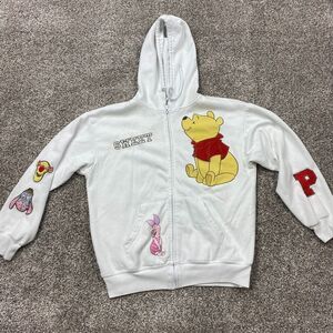 Disney jacket womens M Winnie The Pooh Fleece Hoodie Zip-up Embroidered Patch